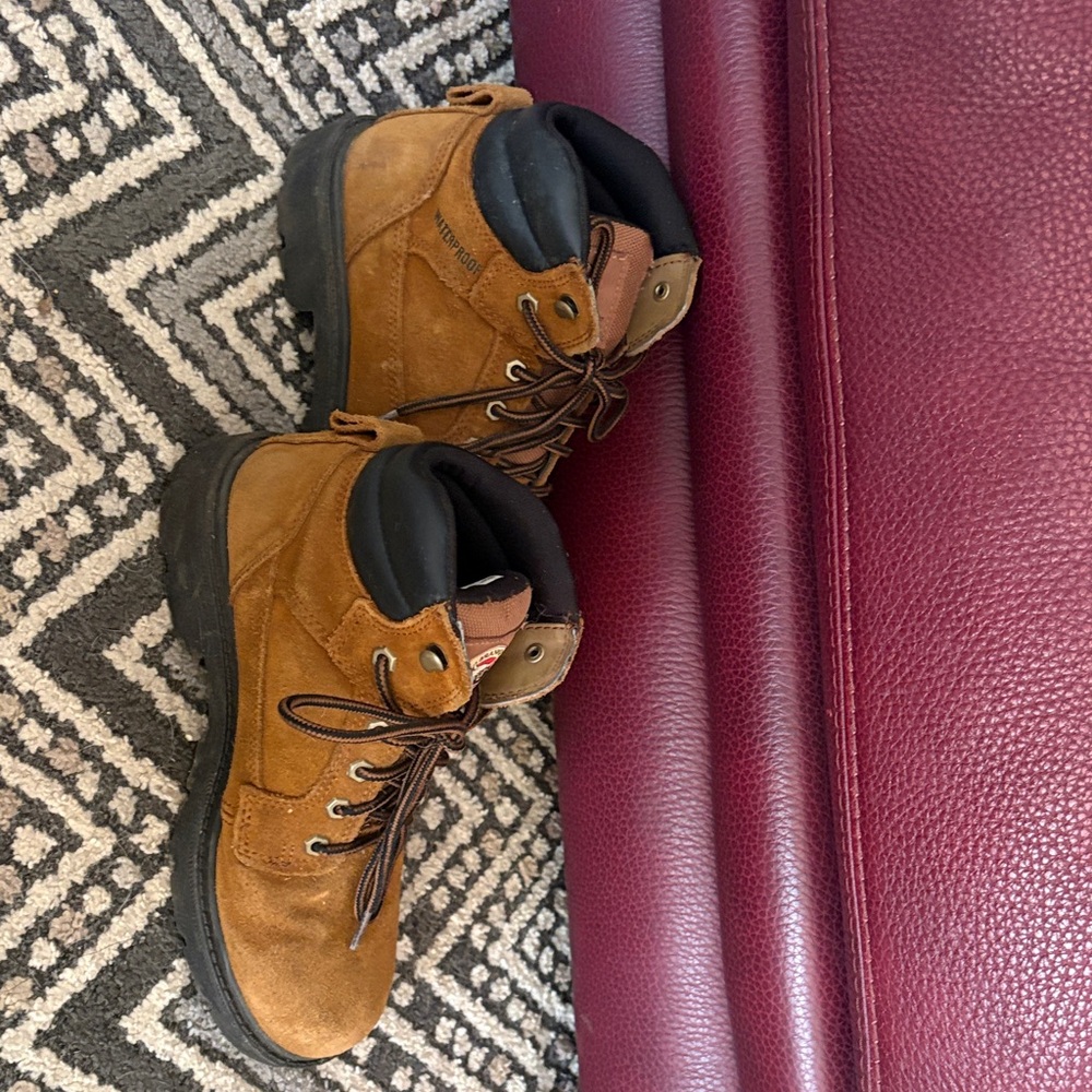 Men's Brown Suede Work Boots - Waterproof